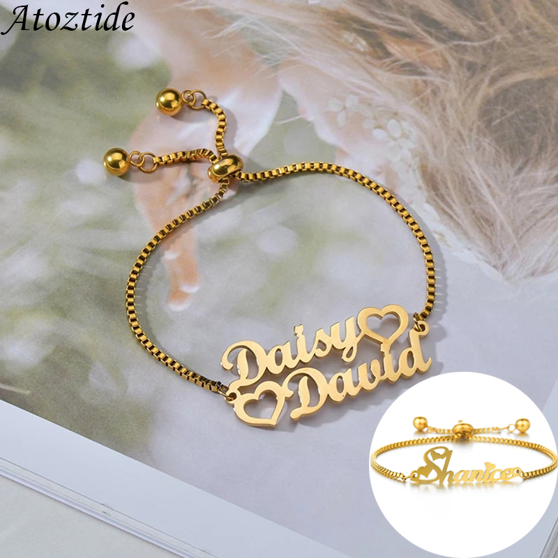 Women Accessories Gift Box - Atoztide Bracciale personalizzato con 1-2 nomi