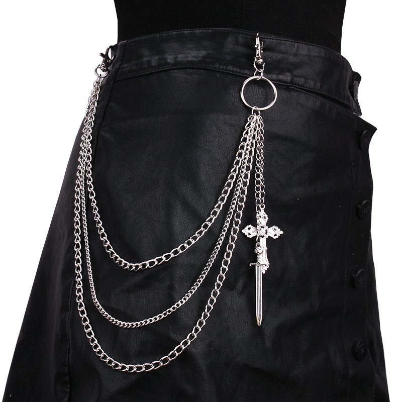 Women'S Jeans Accessories Chain - Hip Hop Skull Cross Pantaloni Catena