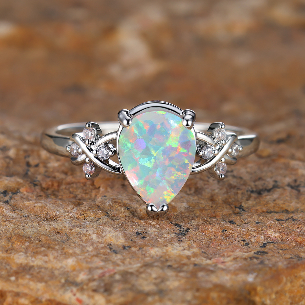 Women'S Accessories Australia - Nuovo Anello Floreale a Goccia d'Acqua